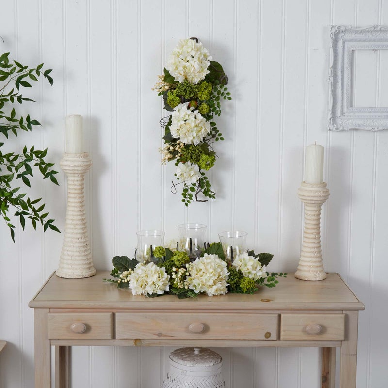 Nearly Natural 28in. Hydrangea Teardrop, White - Image 4